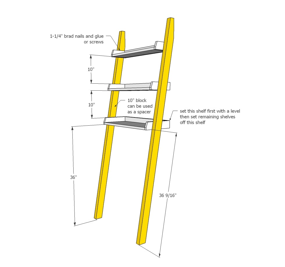 diy over toilet ladder shelf